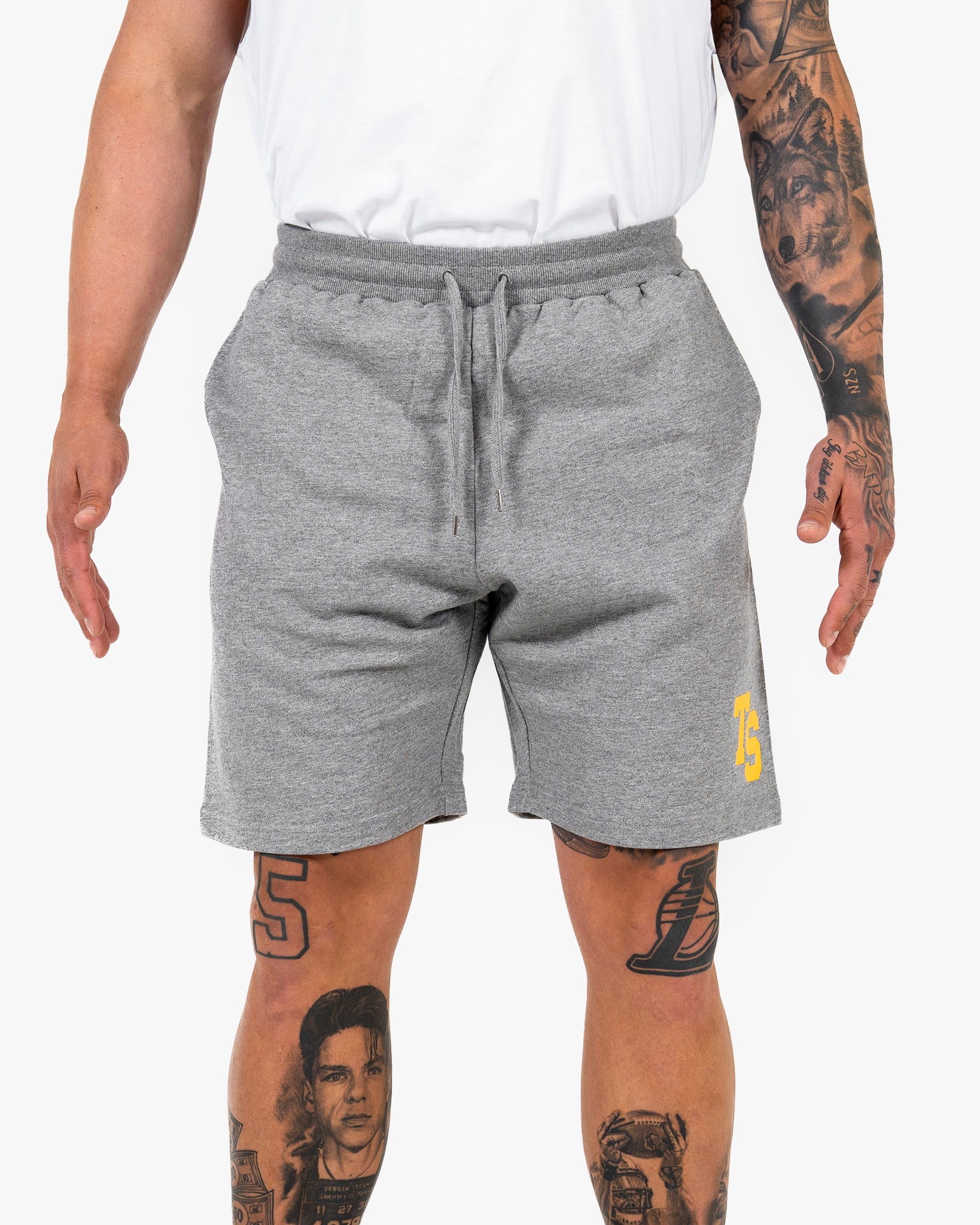 WKND Mens Comfort Shorts - Heather Grey w/ Yellow
